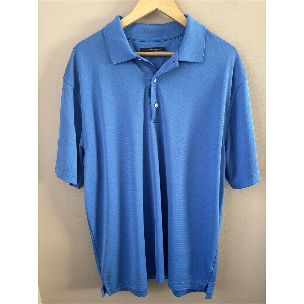 Greg Norman Men’s XL Blue Polo Golf Shirt Play Dry Moisture Wicking Top